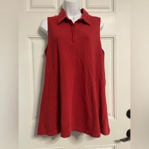 T28- J. JILL Red A-Line Sleeveless PIQUE Polo TUNIC/MINI Shirt Dress